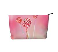 XZDHYZ Bolsa de cosméticos reutilizable con diseño de piruleta colorida, bonita y elegante bolsa multifuncional para viajes, uso diario y regalo, color negro, talla única, Black, Talla única