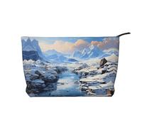 XZDHYZ Bolsa de cosméticos reutilizable con paisaje de montaña nevada, bonita y elegante bolsa multifuncional para viajes, uso diario y regalo, color negro, talla única, Black, Talla única