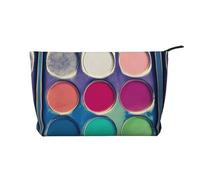 XZDHYZ Bolsa de cosméticos reutilizable con paleta de colores redondos, bonita y elegante bolsa multifuncional para viajes, uso diario y regalo, color negro, talla única, Black, Talla única