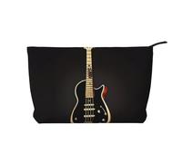 XZDHYZ Bolsa de cosméticos reutilizable de guitarra negra, bonita y elegante bolsa multifuncional para viajes, uso diario y regalo, color negro, talla única, Black, Talla única