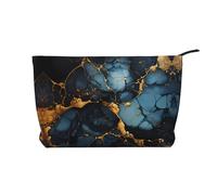 XZDHYZ Bolsa de cosméticos reutilizable de mármol negro y dorado, bonita y elegante bolsa multifuncional para viajes, uso diario y regalo, color negro, talla única, Black, Talla única
