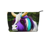 XZDHYZ Colorida bolsa de cosméticos reutilizable con cabeza de vaca, bonita y elegante bolsa multifuncional para viajes, uso diario y regalo, color negro, talla única, Black, Talla única