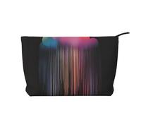 XZDHYZ Colorida bolsa de cosméticos reutilizable con diseño de lluvia de arco iris, bonita y elegante bolsa multifuncional para viajes, uso diario y regalo, color negro, talla única, Black, Talla