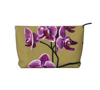 XZDHYZ Hermosa bolsa de cosméticos reutilizable con diseño de orquídeas, bonita y elegante bolsa multifuncional para viajes, uso diario y regalo, color negro, talla única, Black, Talla única
