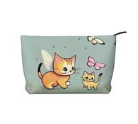 XZDHYZ Kitten Butterfly - Bolsa de cosméticos reutilizable, bonita y elegante bolsa multifuncional para viajes, uso diario y regalo, color negro, talla única, Black, Talla única