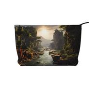 XZDHYZ Mountains and Rivers - Bolsa de cosméticos reutilizable, bonita y elegante bolsa multifuncional para viajes, uso diario y regalo, color negro, talla única, Black, Talla única