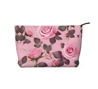 XZDHYZ Pretty Pink Roses - Bolsa de cosméticos reutilizable, bonita y elegante bolsa multifuncional para viajes, uso diario y regalo, color negro, talla única, Black, Talla única