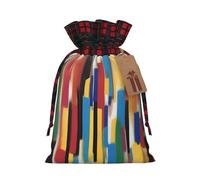 XZDLXJ A Creative Strokes - Bolsa de arpillera con cordón y tela a cuadros y etiqueta de papel kraft