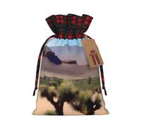 XZDLXJ A Desert Vistas - Bolsa de arpillera con cordón con tela a cuadros y etiqueta de papel kraft