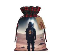 XZDLXJ A Exploration - Bolsa de arpillera con cordón con tela a cuadros y etiqueta de papel kraft