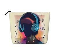XZDLXJ A Music Vibes - Bolsa de maquillaje de una sola capa resistente al agua con cremallera para tus necesidades diarias o de viaje, color negro, talla única, Black, Talla única