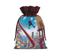 XZDLXJ A Thrill Seeker - Bolsa de arpillera con cordón y tela a cuadros y etiqueta de papel kraft