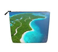 XZDLXJ An island in the Sea - Bolsa de maquillaje de una sola capa resistente al agua con cremallera para tus necesidades diarias o de viaje, color negro, talla única, Black, Talla única