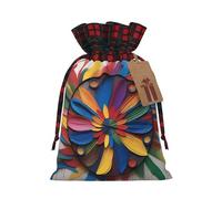 XZDLXJ Artistic Flair - Bolsa de arpillera con cordón con tela a cuadros y etiqueta de papel kraft, Black, M