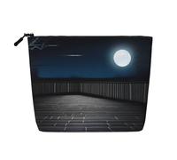 XZDLXJ Balcony at Night - Bolsa de maquillaje de una sola capa resistente al agua con cremallera para tus necesidades diarias o de viaje, color negro, talla única, Black, Talla única