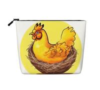XZDLXJ Bird's Nest Golden Chicken - Bolsa de maquillaje de una sola capa resistente al agua con aspecto de lino con cremallera para tus necesidades diarias o de viaje, color negro, talla única, Black,