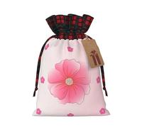 XZDLXJ Blooming clavels - Bolsa de arpillera con cordón y tela a cuadros y etiqueta de papel kraft