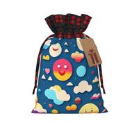 XZDLXJ Bolsa de arpillera con cordón con patrón de ojos rodantes con tela a cuadros y etiqueta de papel kraft, Black, M