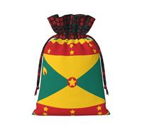 XZDLXJ Bolsa de arpillera con cordón de bandera de Granada con tela a cuadros y etiqueta de papel kraft