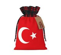 XZDLXJ Bolsa de arpillera con cordón de bandera de Turquía con tela a cuadros y etiqueta de papel kraft