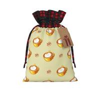 XZDLXJ Bolsa de arpillera con cordón de gato de dibujos animados con tela a cuadros y etiqueta de papel kraft, Black, M