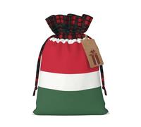 XZDLXJ Bolsa de arpillera con cordón de la bandera de Hungría con tela a cuadros y etiqueta de papel kraft