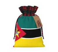 XZDLXJ Bolsa de arpillera con cordón de la bandera de Mozambique con tela a cuadros y etiqueta de papel kraft, Black, M
