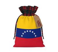 XZDLXJ Bolsa de arpillera con cordón de la bandera de Venezuela con tela a cuadros y etiqueta de papel kraft