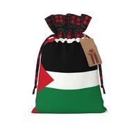 XZDLXJ Bolsa de arpillera con cordón de la bandera del Estado de Palestina con tela a cuadros y etiqueta de papel kraft