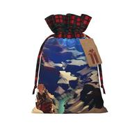 XZDLXJ Bolsa de arpillera con cordón Grand Canyon con tela a cuadros y etiqueta de papel kraft