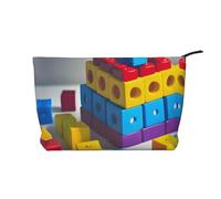 XZDLXJ Bolsa de cosméticos de pana con bloques de construcción colorida, adecuada para viajes y uso diario, forro resistente, garantiza la longevidad, negro, talla única, Black, Talla única