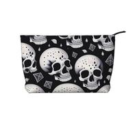 XZDLXJ Bolsa de cosméticos de pana con calavera sin barbilla, adecuada para viajes y uso diario, forro resistente, garantiza la longevidad, negro, talla única, Black, Talla única