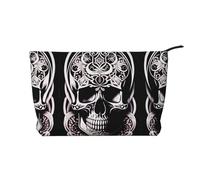 XZDLXJ Bolsa de cosméticos de pana con diseño de calavera, adecuada para viajes y uso diario, forro resistente, garantiza la longevidad, negro, talla única, Black, Talla única