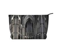XZDLXJ Bolsa de cosméticos de pana con diseño de catedrales góticas, adecuada para viajes y uso diario, forro resistente, garantiza la longevidad, color negro, talla única, Black, Talla única