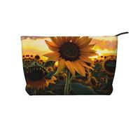 XZDLXJ Bolsa de cosméticos de pana con diseño de girasol, adecuada para viajes y uso diario, forro resistente, garantiza la longevidad, color negro, talla única, Black, Talla única