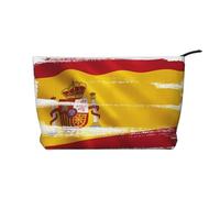 XZDLXJ Bolsa de cosméticos de pana con la bandera de España, adecuada para viajes y uso diario, forro resistente, garantiza la longevidad, negro, talla única, Black, Talla única