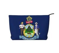 XZDLXJ Bolsa de cosméticos de pana con la bandera del estado de Maine, adecuada para viajes y uso diario, forro resistente, garantiza la longevidad, negro, talla única, Black, Talla única