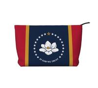 XZDLXJ Bolsa de cosméticos de pana con la bandera del estado de Mississippi, adecuada para viajes y uso diario, forro resistente, garantiza la longevidad, negro, talla única, Black, Talla única