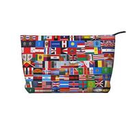 XZDLXJ Bolsa de cosméticos de pana con varias banderas, adecuada para viajes y uso diario, forro resistente, garantiza la longevidad, negro, talla única, Black, Talla única