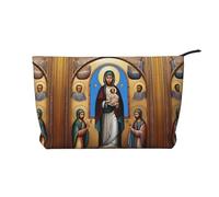 XZDLXJ Bolsa de cosméticos de pana de arte religioso, adecuada para viajes y uso diario, forro resistente, garantiza la longevidad, color negro, talla única, Black, Talla única