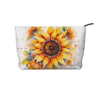 XZDLXJ Bolsa de cosméticos de pana de girasol amarillo en aceite, adecuada para viajes y uso diario, forro resistente, garantiza la longevidad, negro, talla única, Black, Talla única