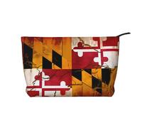 XZDLXJ Bolsa de cosméticos de pana de madera vintage con bandera de Maryland, adecuada para viajes y uso diario, forro resistente, garantiza la longevidad, negro, talla única, Black, Talla única