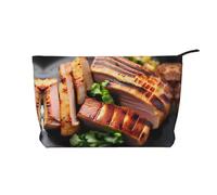 XZDLXJ Bolsa de cosméticos de pana dorada tostada, adecuada para viajes y uso diario, forro resistente, garantiza la longevidad, negro, talla única, Black, Talla única