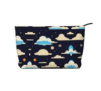 XZDLXJ Bolsa de cosméticos de pana Sky Clouds, adecuada para viajes y uso diario, forro resistente, garantiza la longevidad, negro, talla única, Black, Talla única