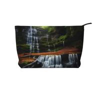 XZDLXJ Bolsa de cosméticos de pana Waterfall View, adecuada para viajes y uso diario, forro resistente, garantiza la longevidad, negro, talla única, Black, Talla única