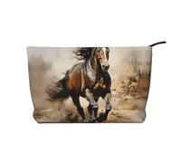 XZDLXJ Bolsa de cosméticos de pana Western Horse, adecuada para viajes y uso diario, forro resistente, garantiza la longevidad, negro, talla única, Black, Talla única