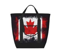 XZDLXJ Bolsa de hombro aislada de gran capacidad con bandera canadiense para alimentos fríos y calientes, color negro, talla única, Black, Talla única