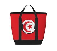 XZDLXJ Bolsa de hombro aislada de gran capacidad con bandera de Túnez para alimentos fríos y calientes, color negro, talla única, Black, Talla única