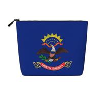 XZDLXJ Bolsa de maquillaje de una sola capa con diseño de bandera del estado de Dakota del Norte, resistente al agua, con cremallera, para tus necesidades diarias o de viaje, color negro, talla única,