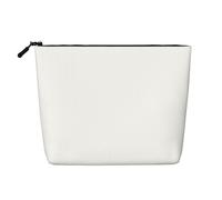 XZDLXJ Bolsa de maquillaje de una sola capa resistente al agua con aspecto de lino blanco sólido con cremallera para tus necesidades diarias o de viaje, color negro, talla única, Black, Talla única